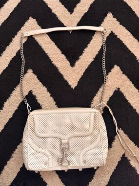 Rebecca Minkoff Cream Perforated Leather Crossbody Bag
